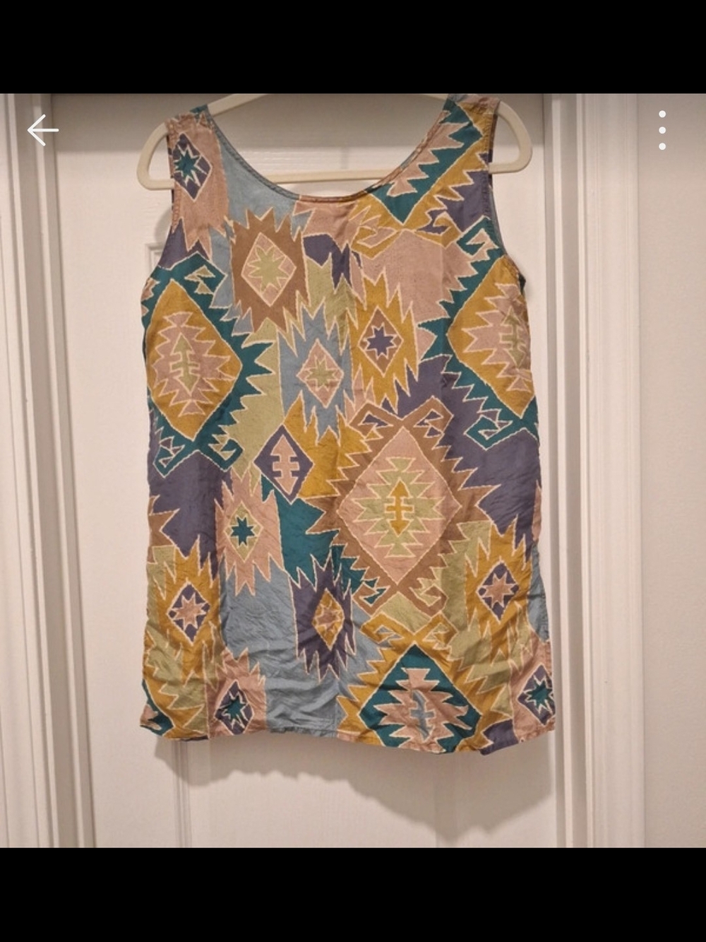 100% Silk Stunt Collection Multicolor Geometric Print Sleeveless Tank Top